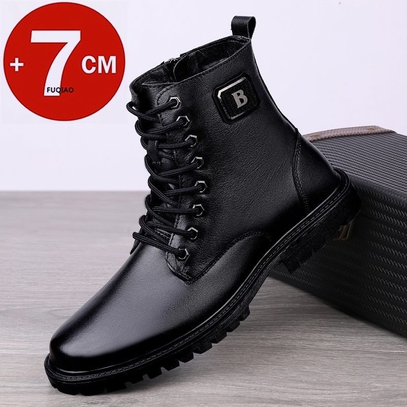 Men'S Shoes Increase Height - Bottines rehaussantes en cuir véritable pour
