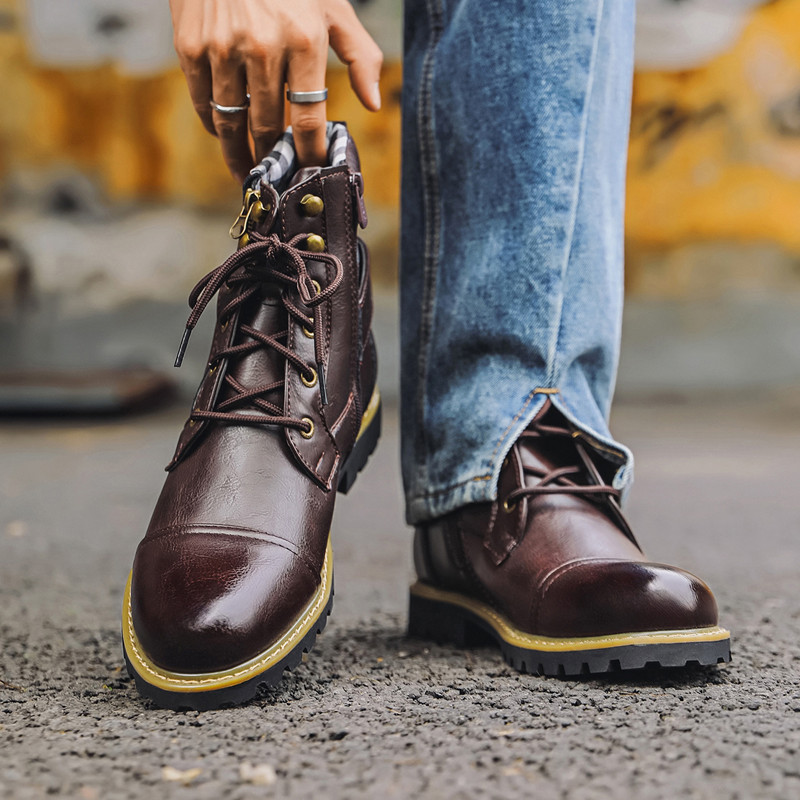 Men Shoes Oxford - Bottes en cuir pour hommes, bottes