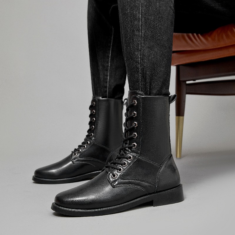 Men'S Shoes For Work - Bottes en cuir à tige haute,