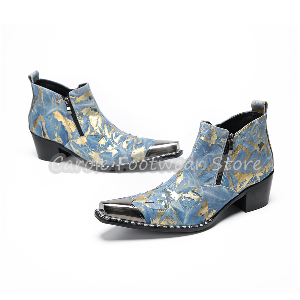 Men Shoes For Wedding - Bottes courtes en cuir véritable pour