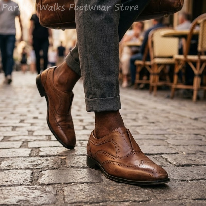 Men Shoes Oxford - Chaussures Richelieu en cuir marron pour