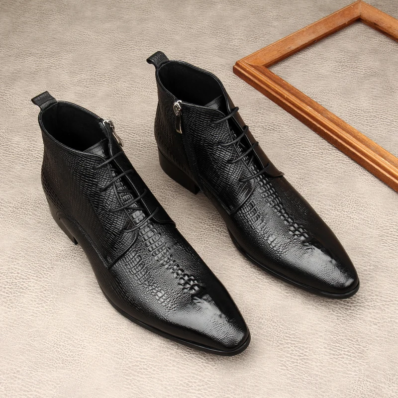 Men Shoes For Wedding - Bottes de luxe en cuir véritable