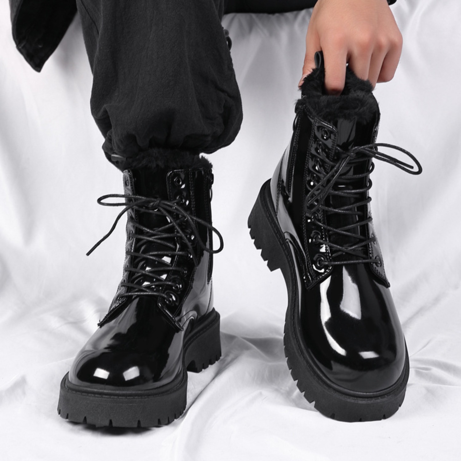 Bottes hautes en peluche chaud - Men'S Shoes For Work avis et prix