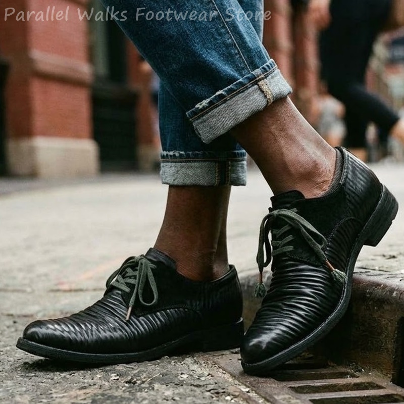 Chaussures Derby plissées en c - Men Shoes Oxford avis et prix