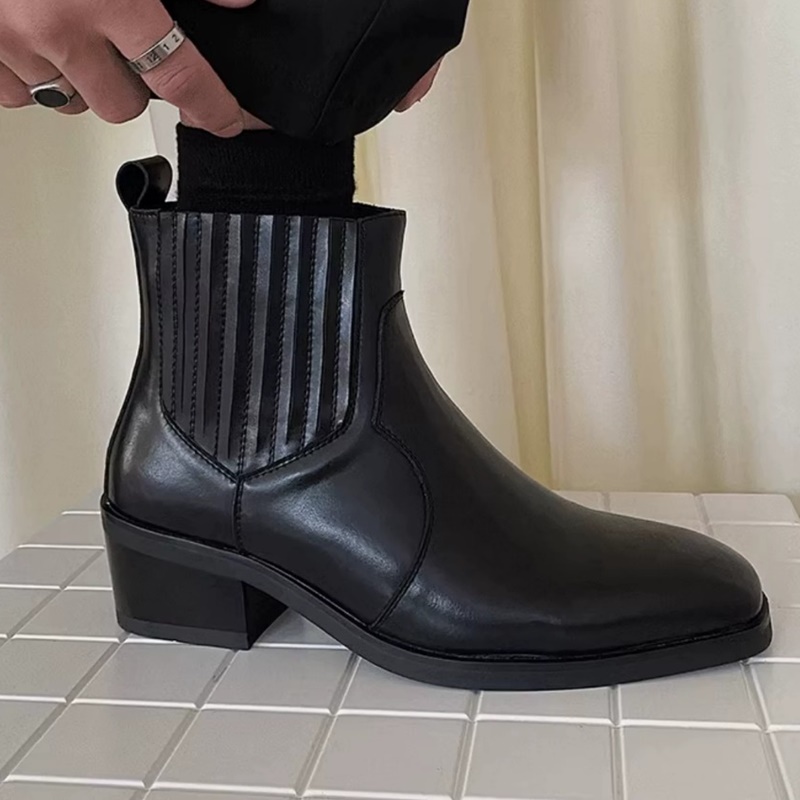 Bottes en cuir noir pour homme - Men'S Shoes Increase Height avis et prix