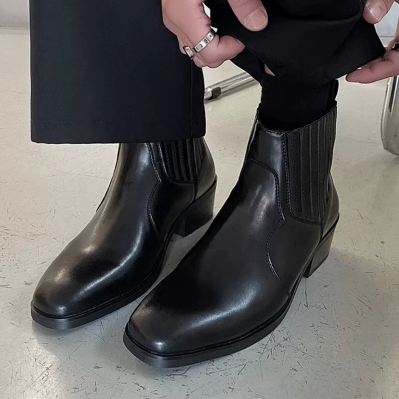 Bottes en cuir noir pour homme - Men'S Shoes Increase Height avis et prix