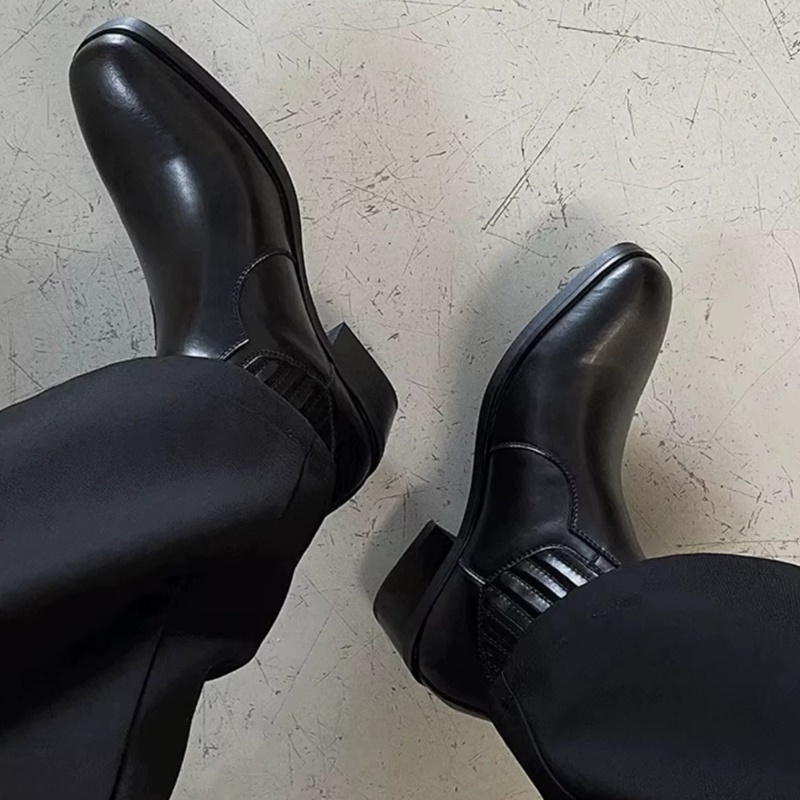 Bottes en cuir noir pour homme - Men'S Shoes Increase Height avis et prix