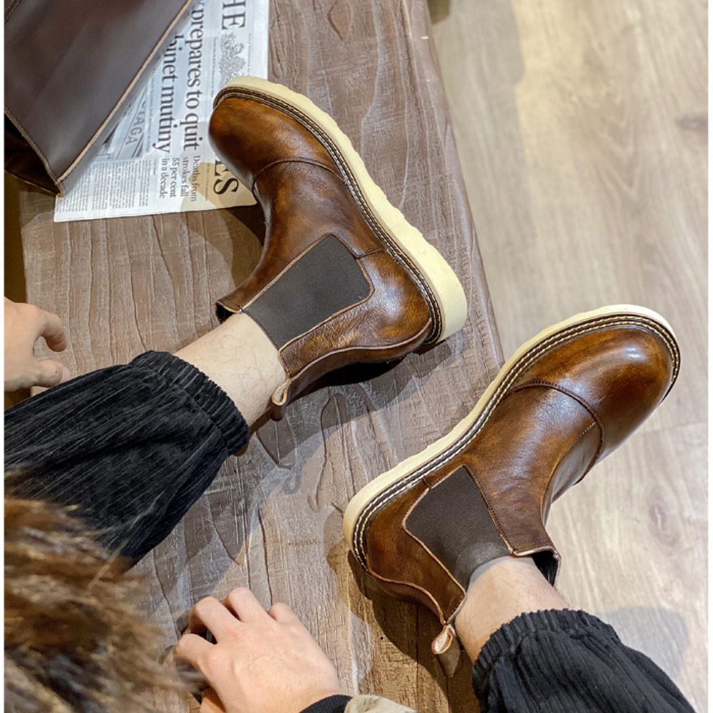 Bottes Chelsea rétro en cuir v - Men Shoes Oxford avis et prix